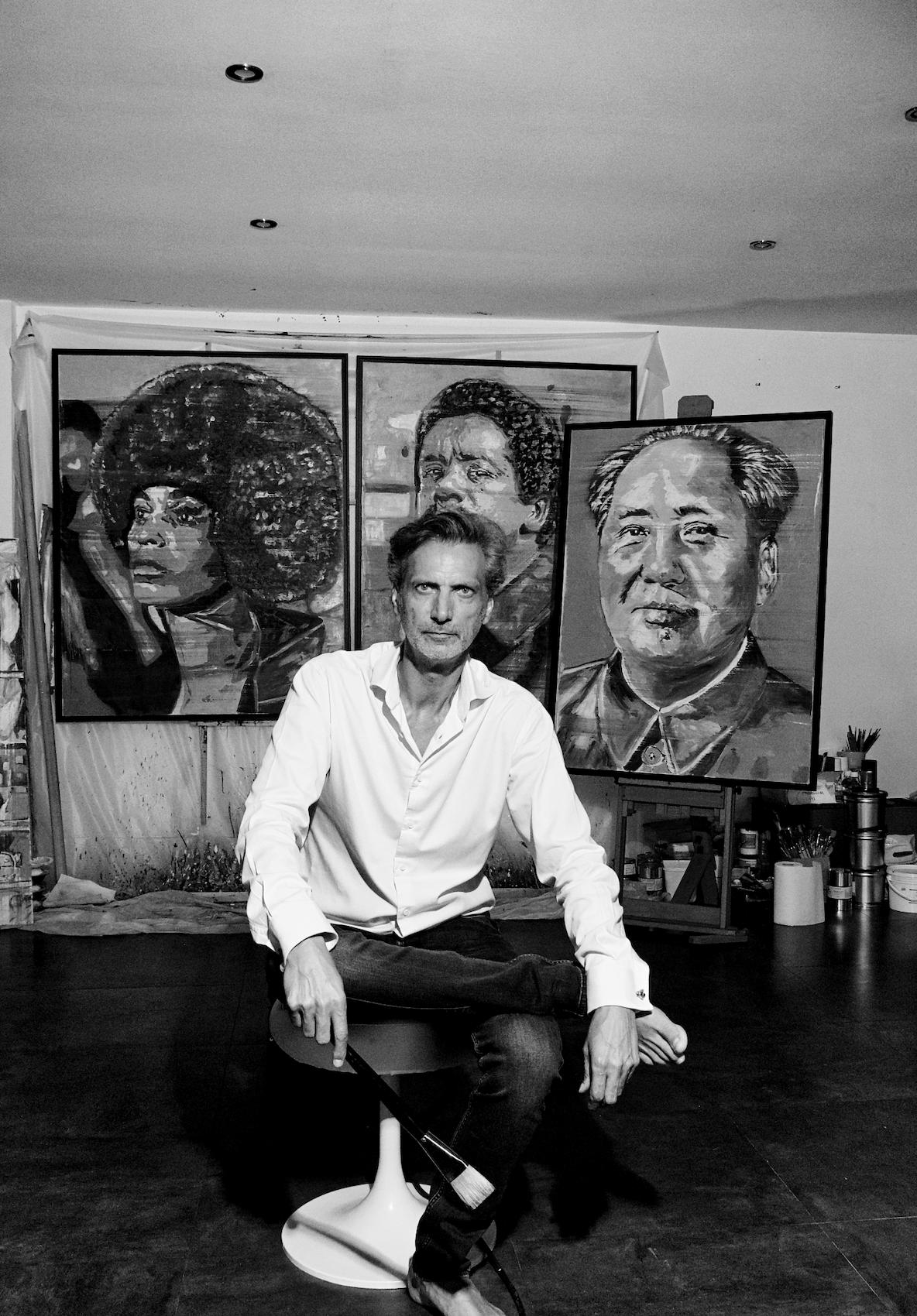 Xavier Degueldre dans son atelier